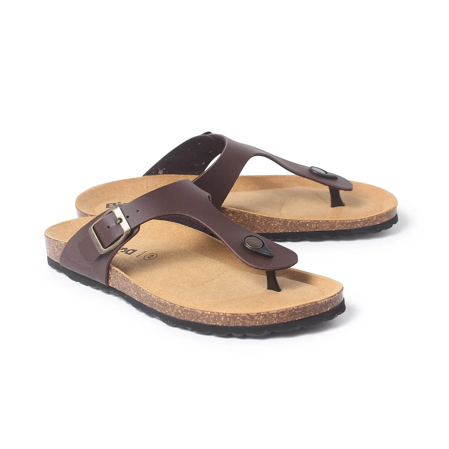 Malaga Vegan Leather Cork Sandal - Brown