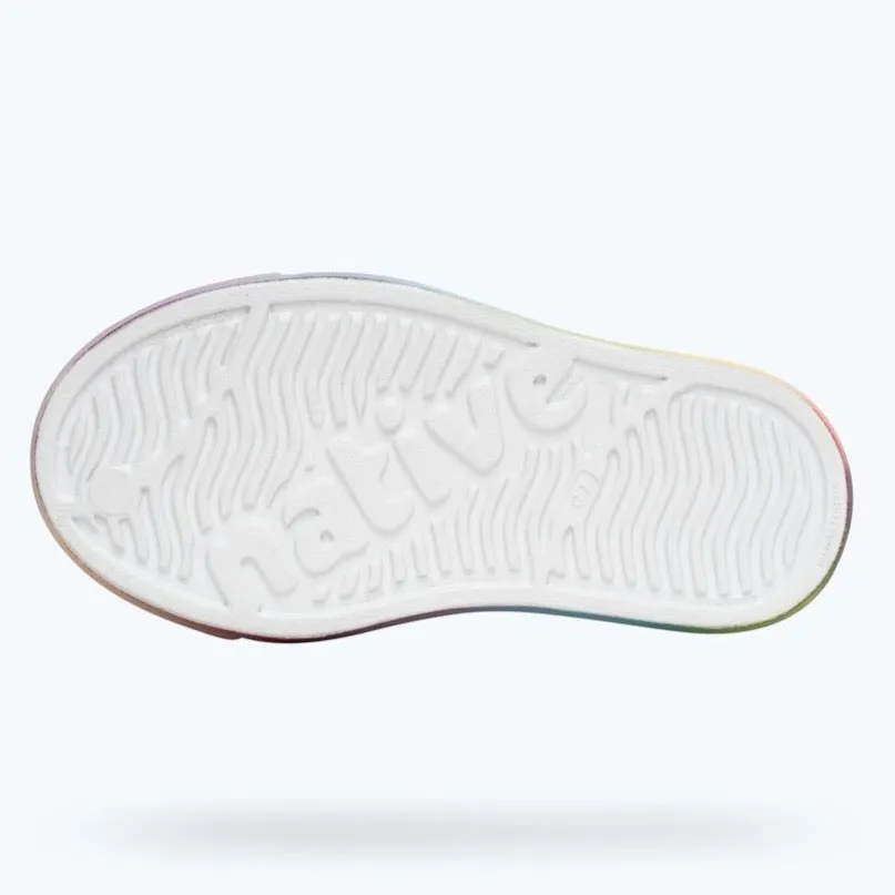 Native Jefferson Slip On (Lil Kid Sizes) - Shell White / Translucent / Rainbow Blur