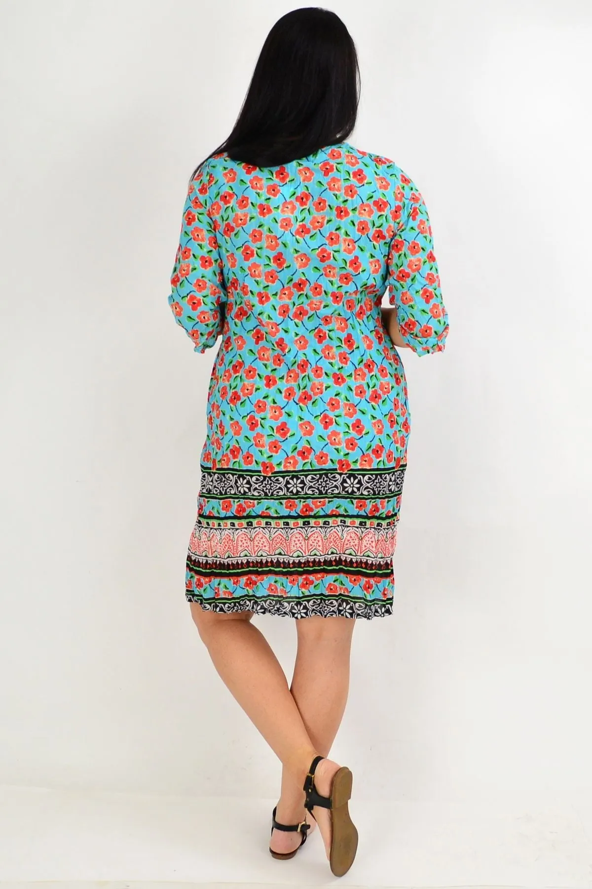 Orange Floral Crinkle One Summer Tunic Dress