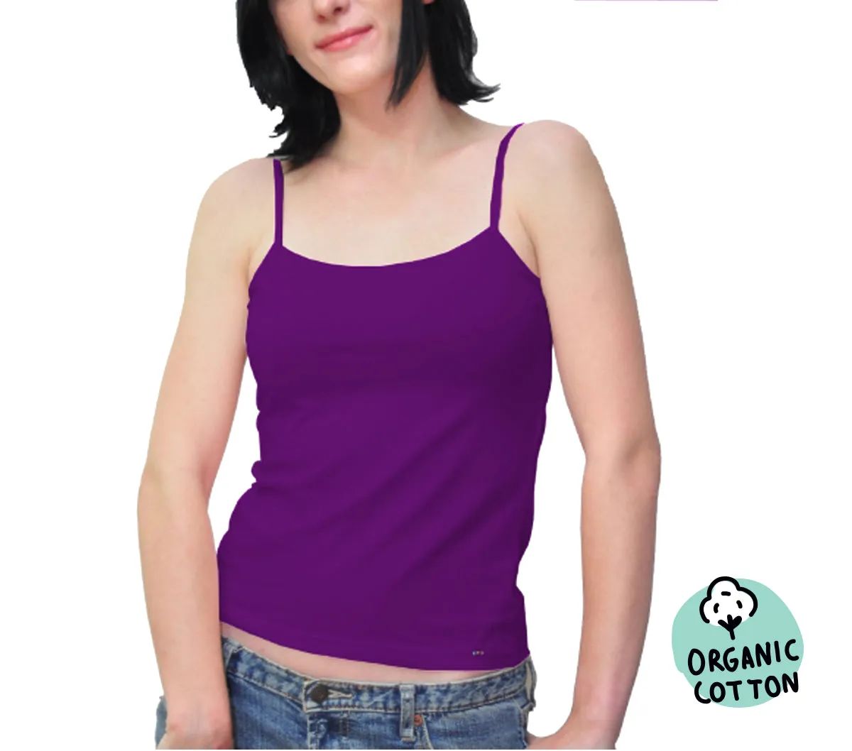 ORGANIC COTTON BASIC CAMISOLE TOP PACK OF 3 (BLACK/PURPLE/RED)