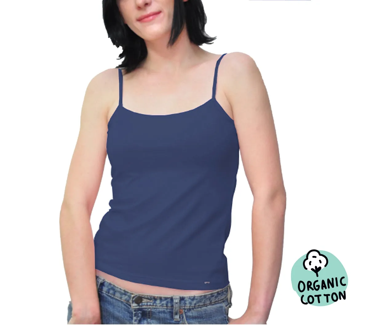 ORGANIC COTTON BASIC CAMISOLE TOP PACK OF 3 (NAVY/BROWN/PURPLE)