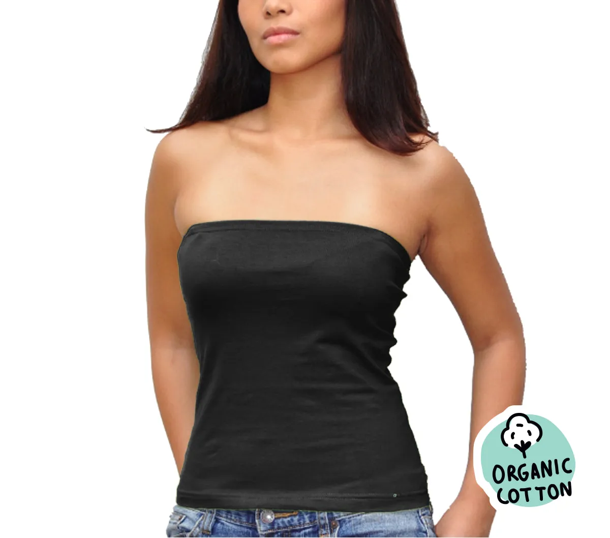 ORGANIC COTTON BASIC LONG TUBE TOP PACK OF 3 (BLACK/PURPLE/GREEN)