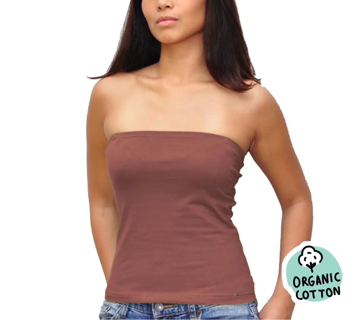 ORGANIC COTTON BASIC LONG TUBE TOP PACK OF 3 (WHITE/GREEN/BROWN)