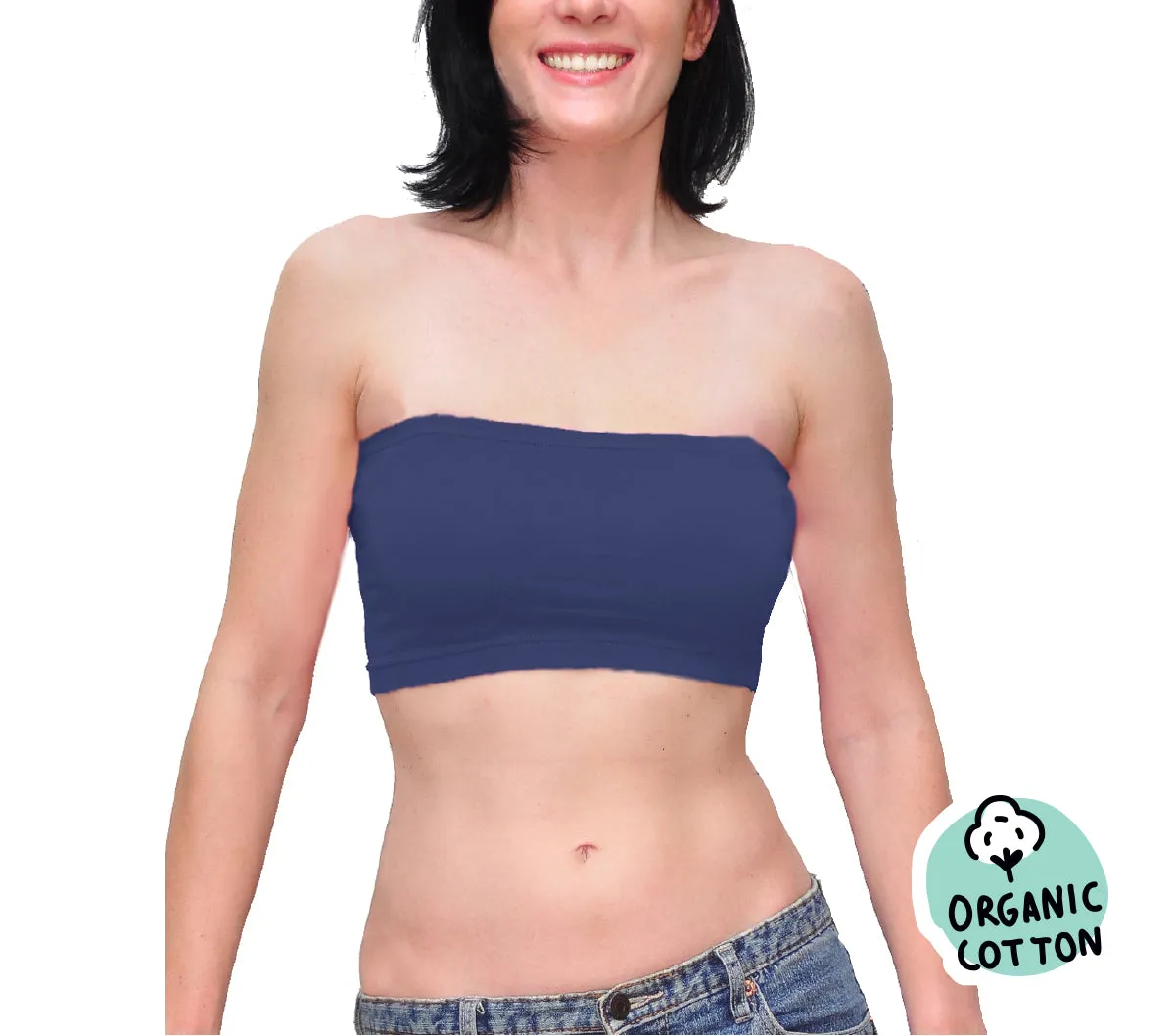 ORGANIC COTTON BASIC SHORT TUBE TOP (PACK OF 3 NAVY/GREEN/PURPLE)