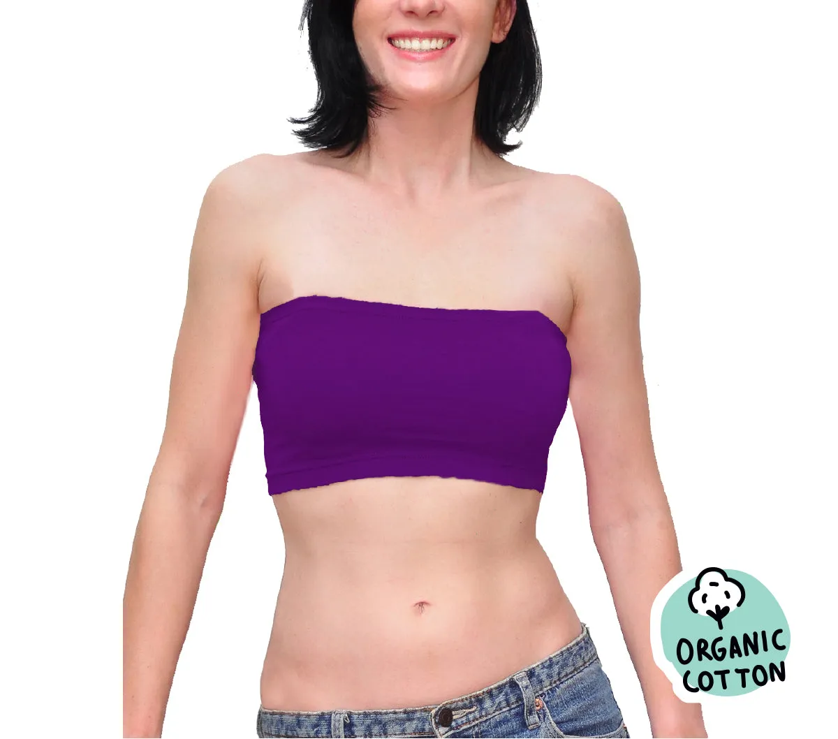 ORGANIC COTTON BASIC SHORT TUBE TOP (PACK OF 3 NAVY/GREEN/PURPLE)