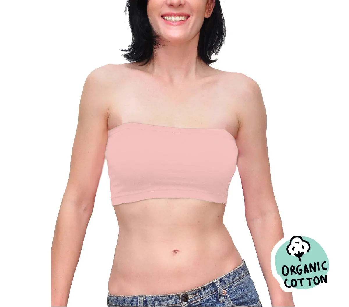 ORGANIC COTTON BASIC SHORT TUBE TOP PACK OF 3 (NUDE/PINK/RED)