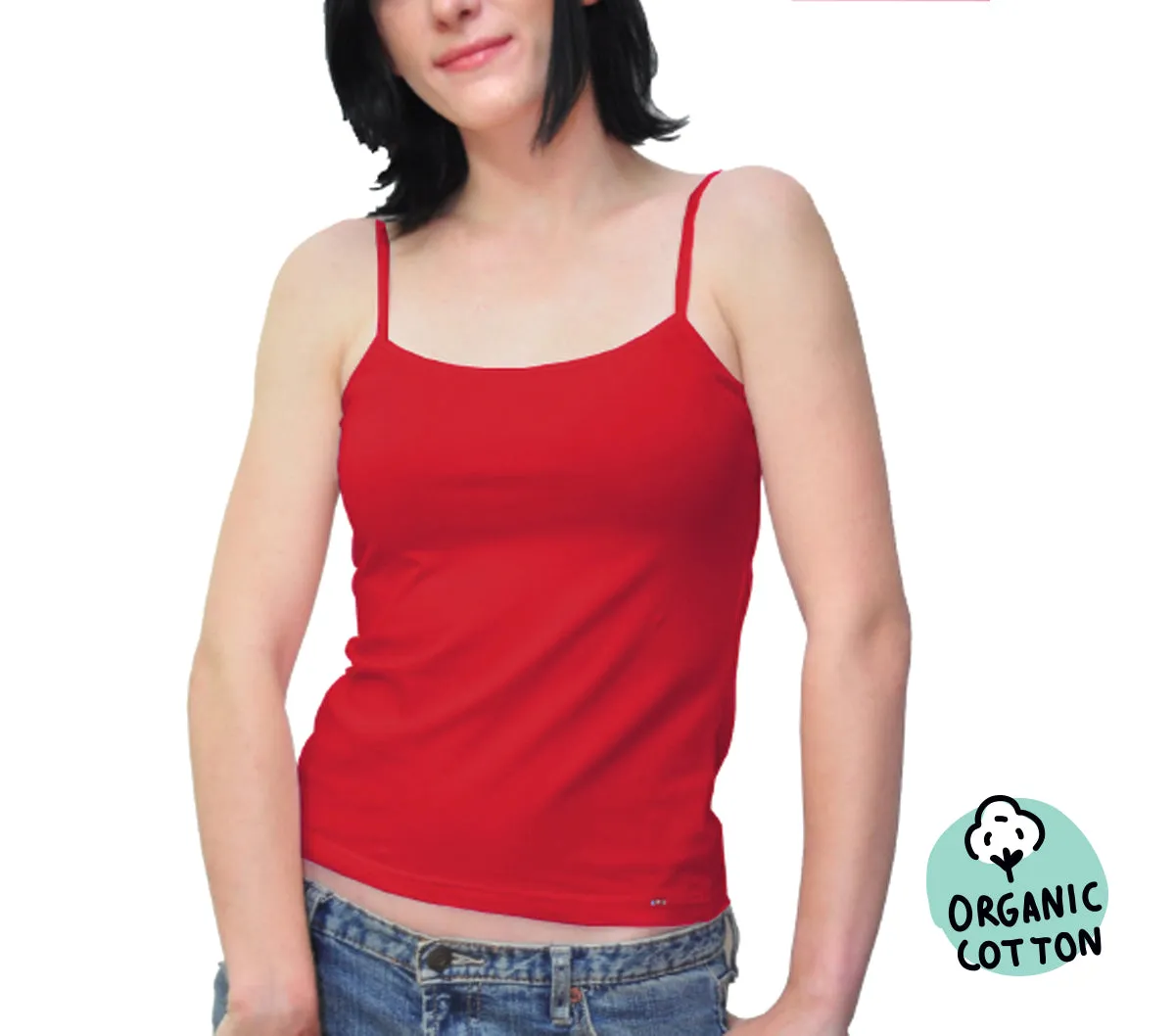 ORGANIC COTTON CAMISOLE TOP PACK OF 3 (RED/GREEN/BLACK)