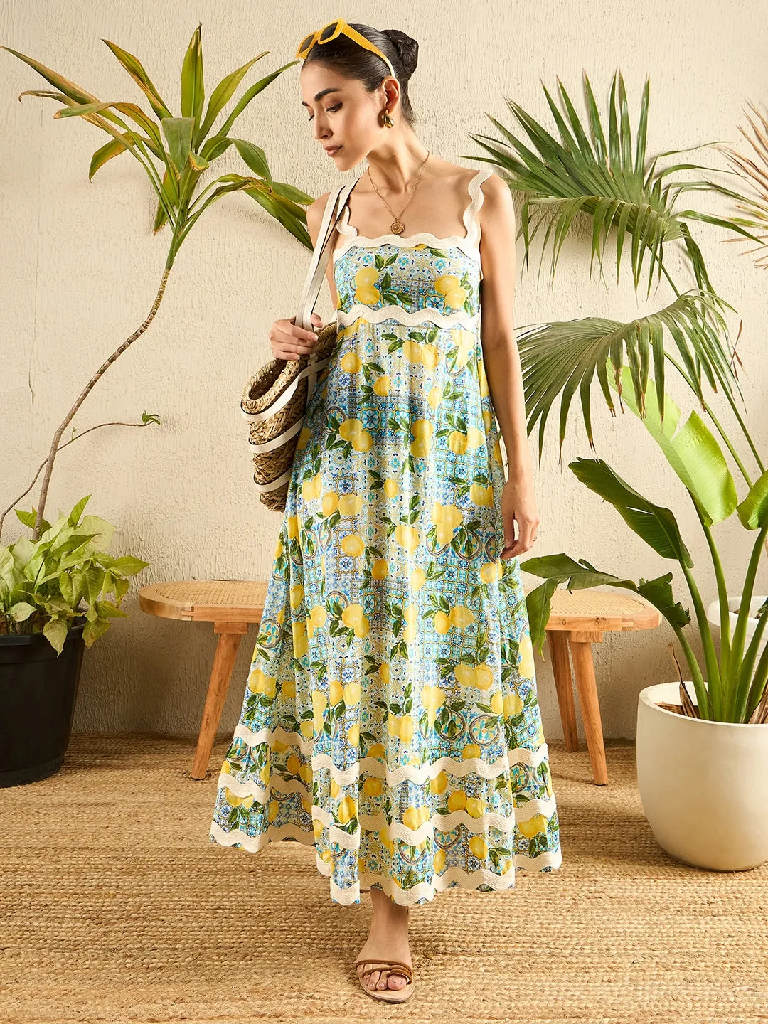 Printed Cotton Ric-Rac Dress