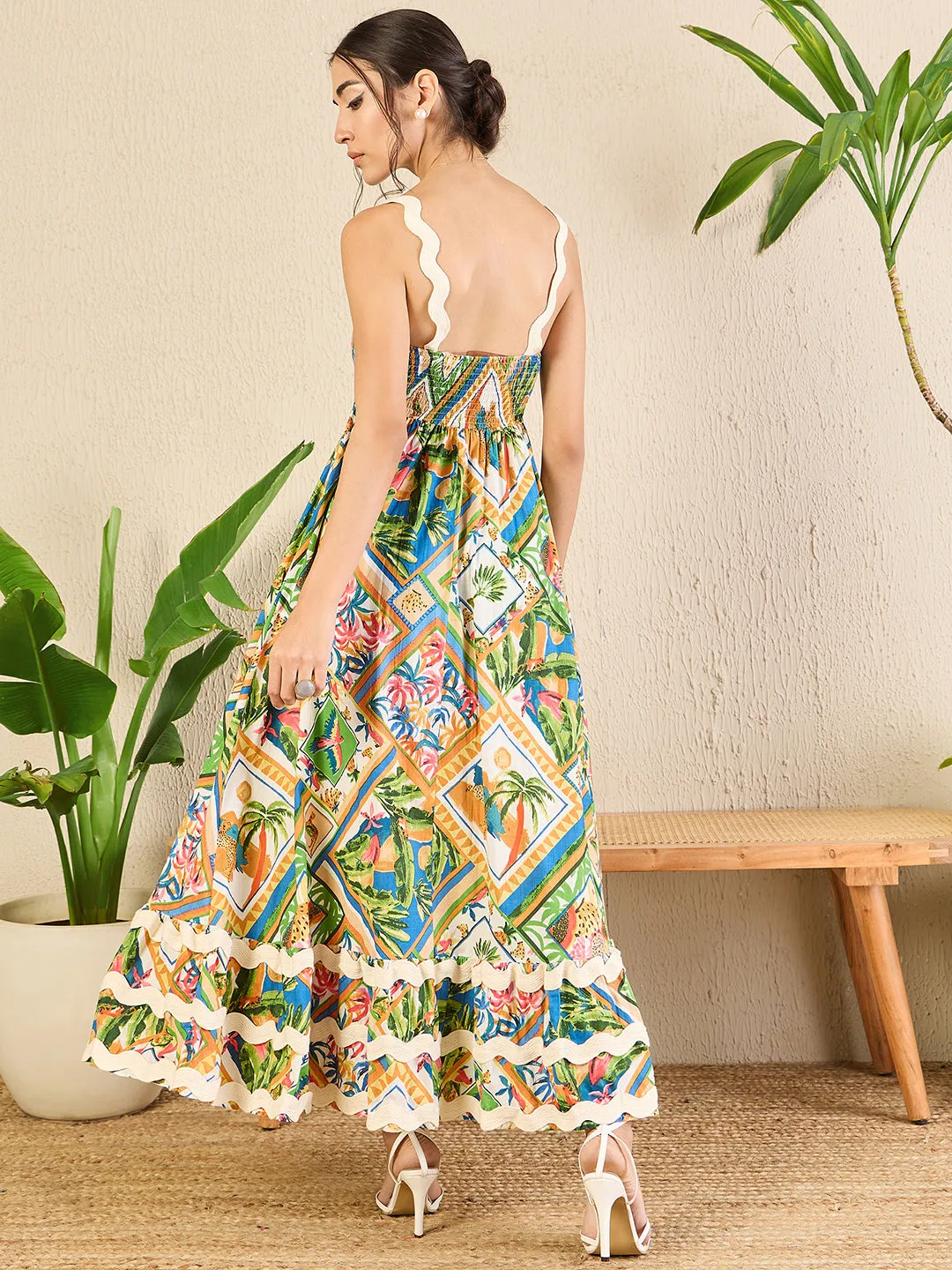 Printed Cotton Ric-Rac Dress