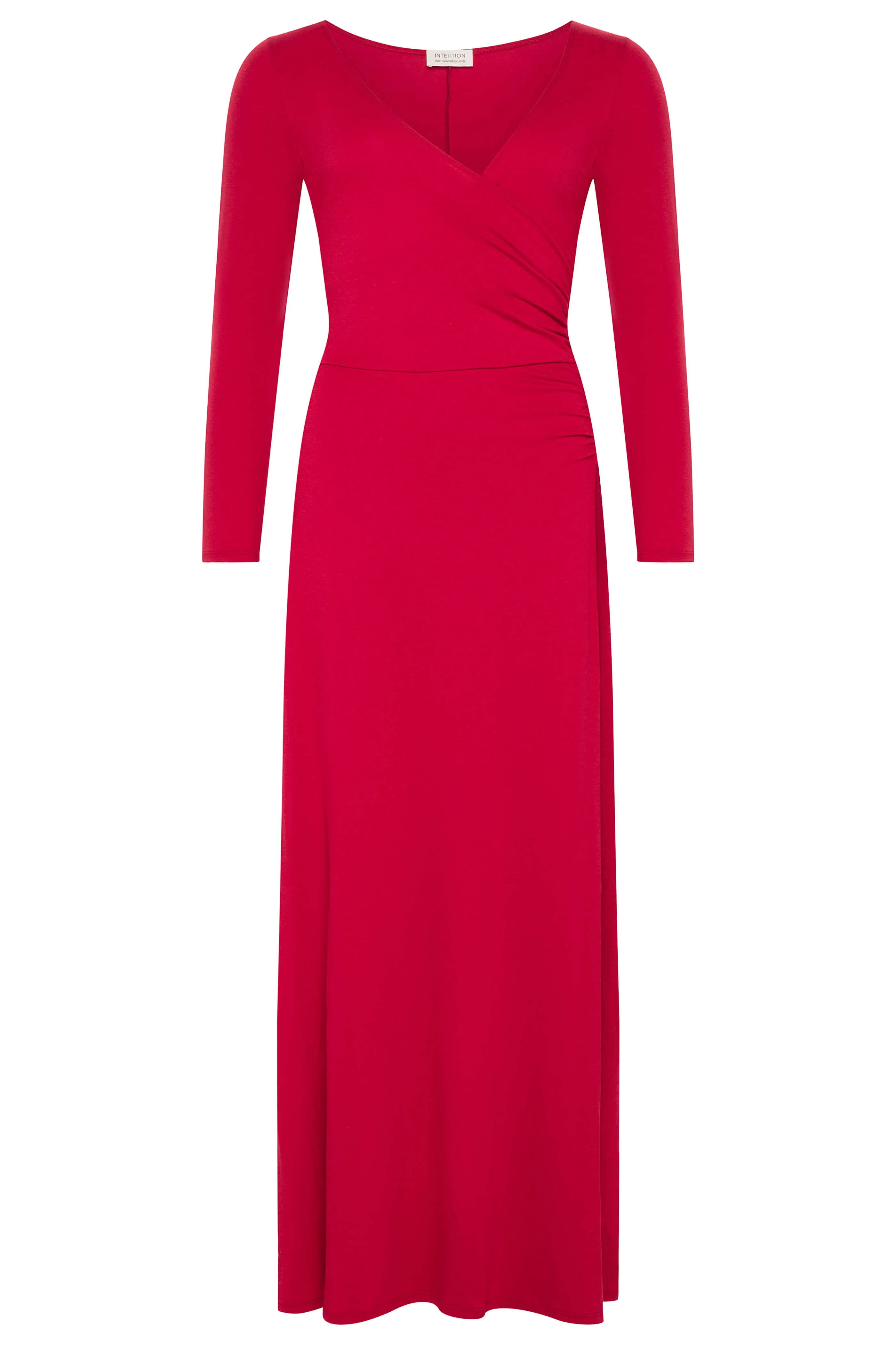 Red Long Sleeve Maxi Dress w/ High Slit