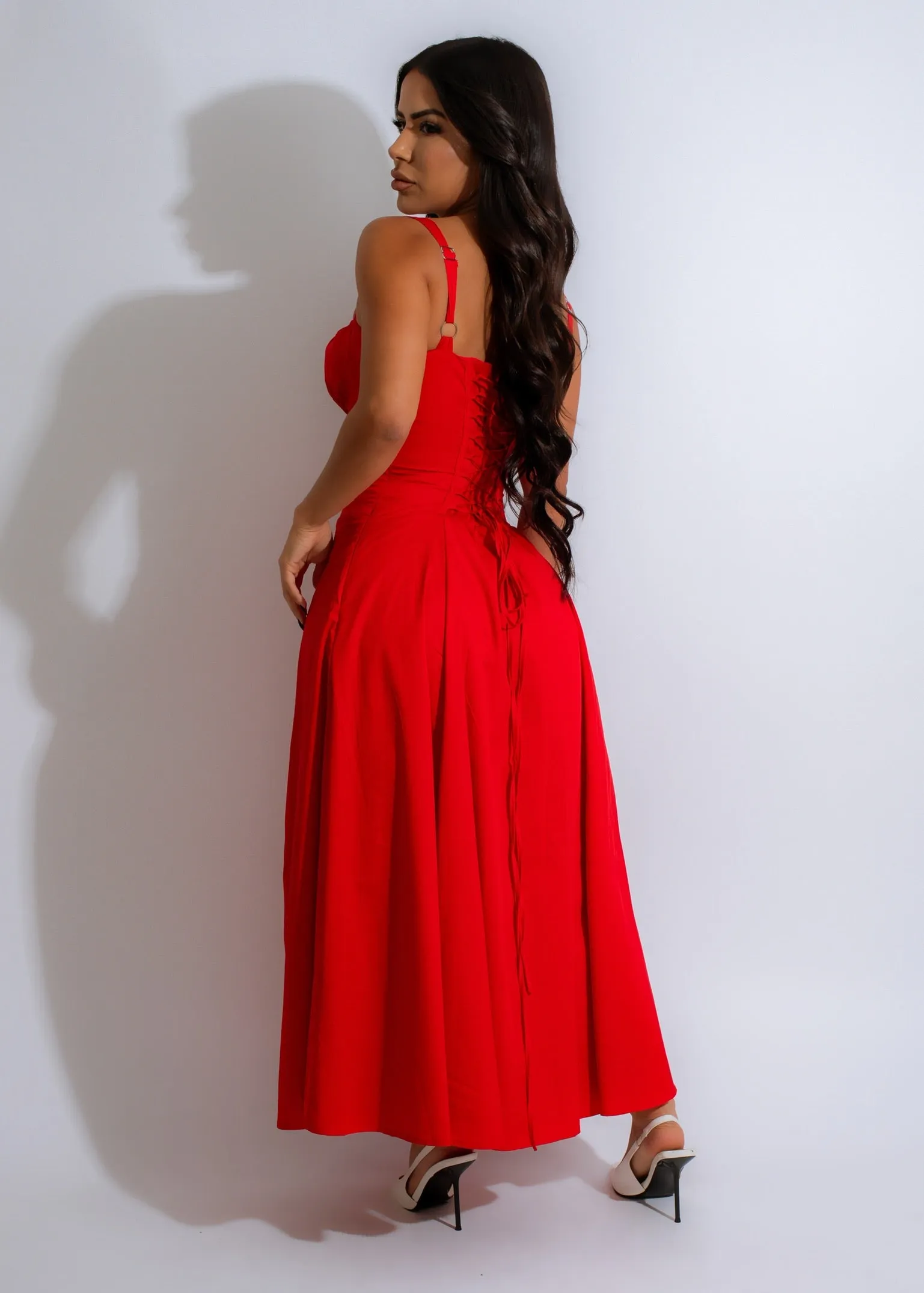 Scarlet Corset Midi Dress Red