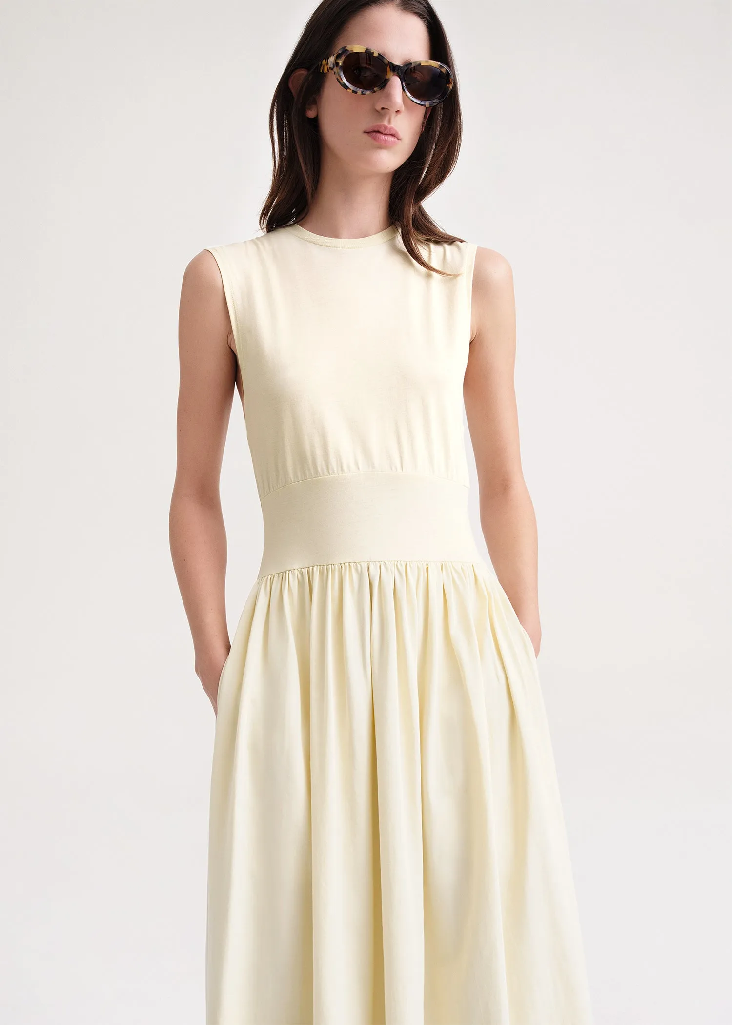 Sleeveless cotton tee dress vanilla