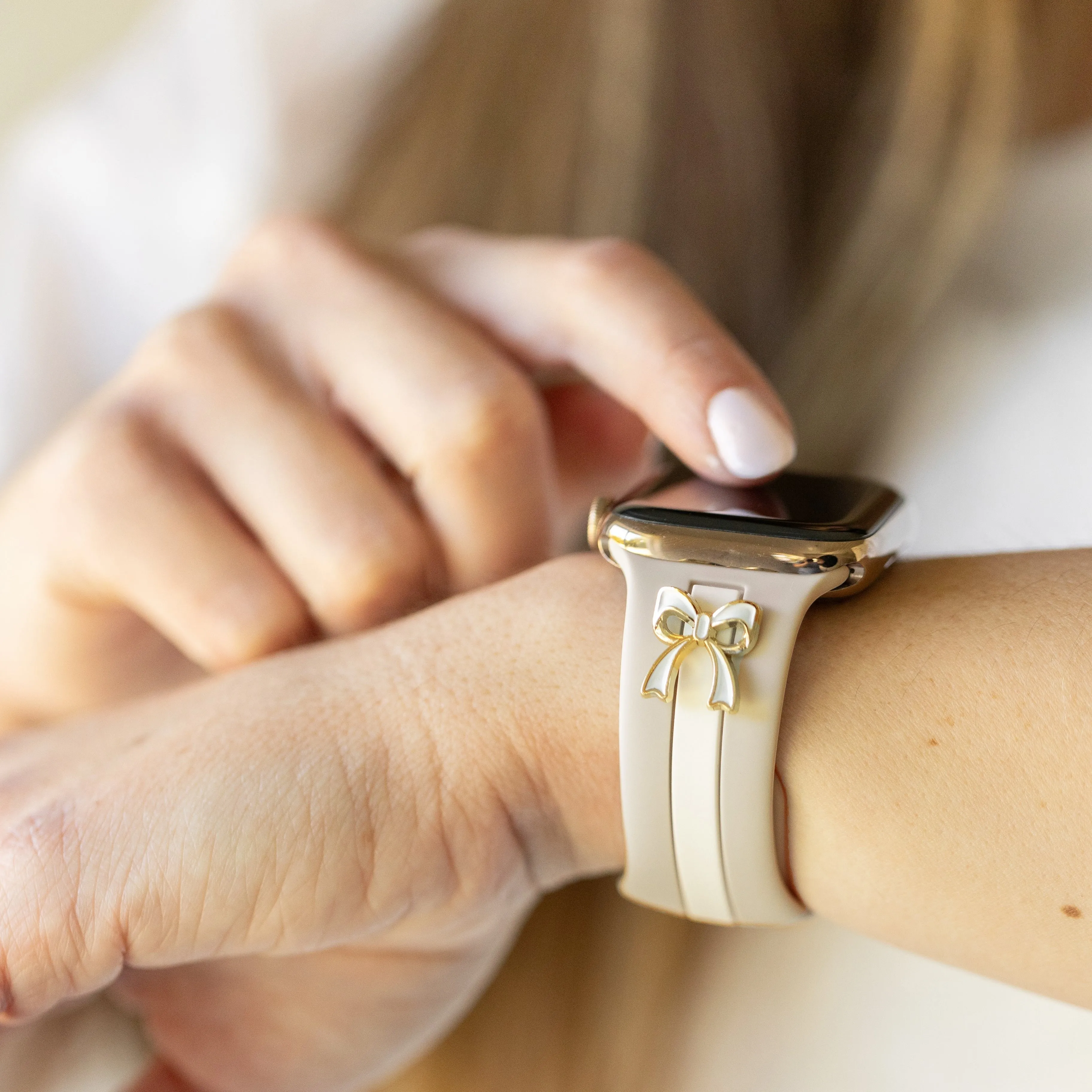 The It Girl Nude Sand and White Smart Watch Band