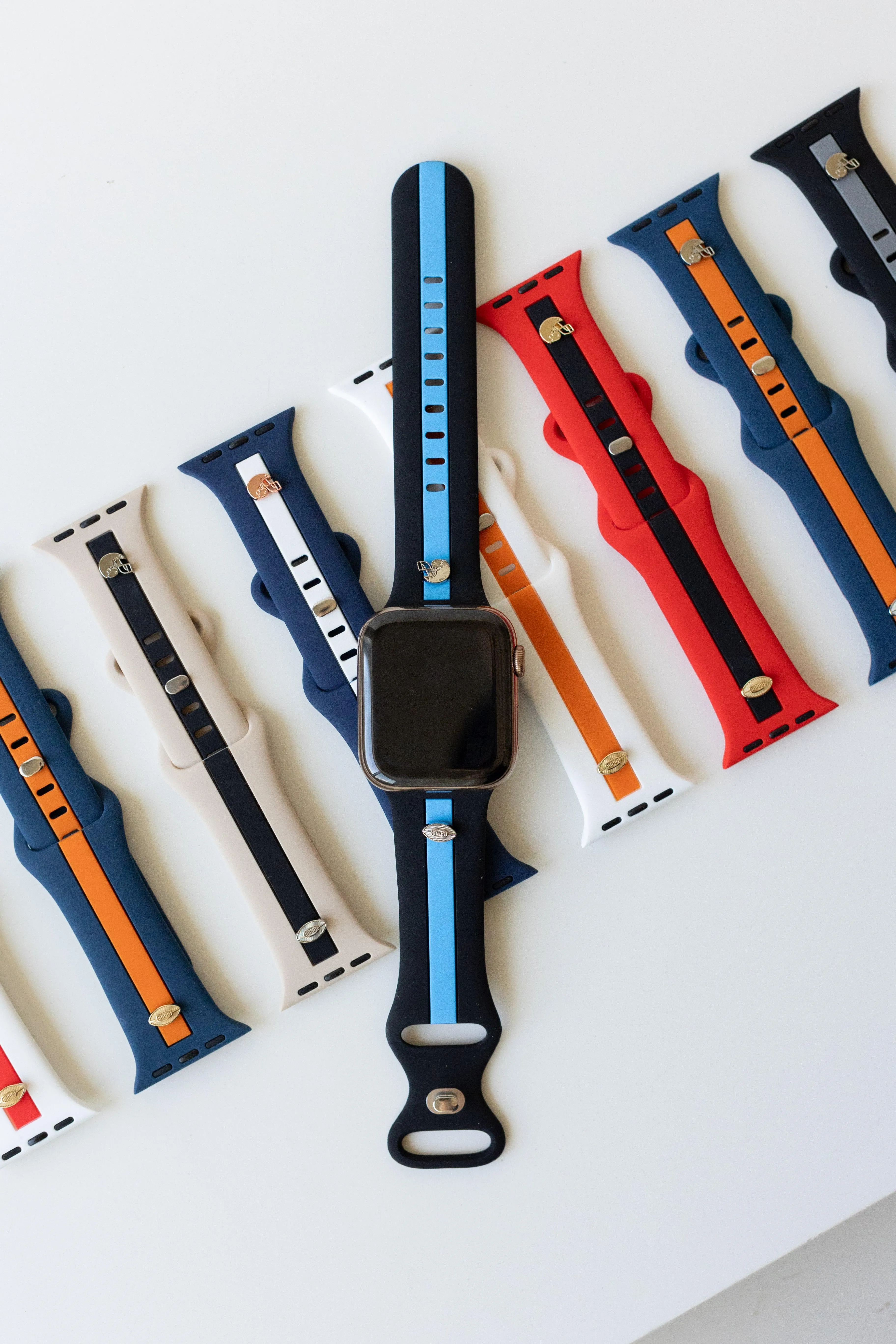 The L❤️ve Of F🏈🏈tball Navy Blue & White Smart Watch Band