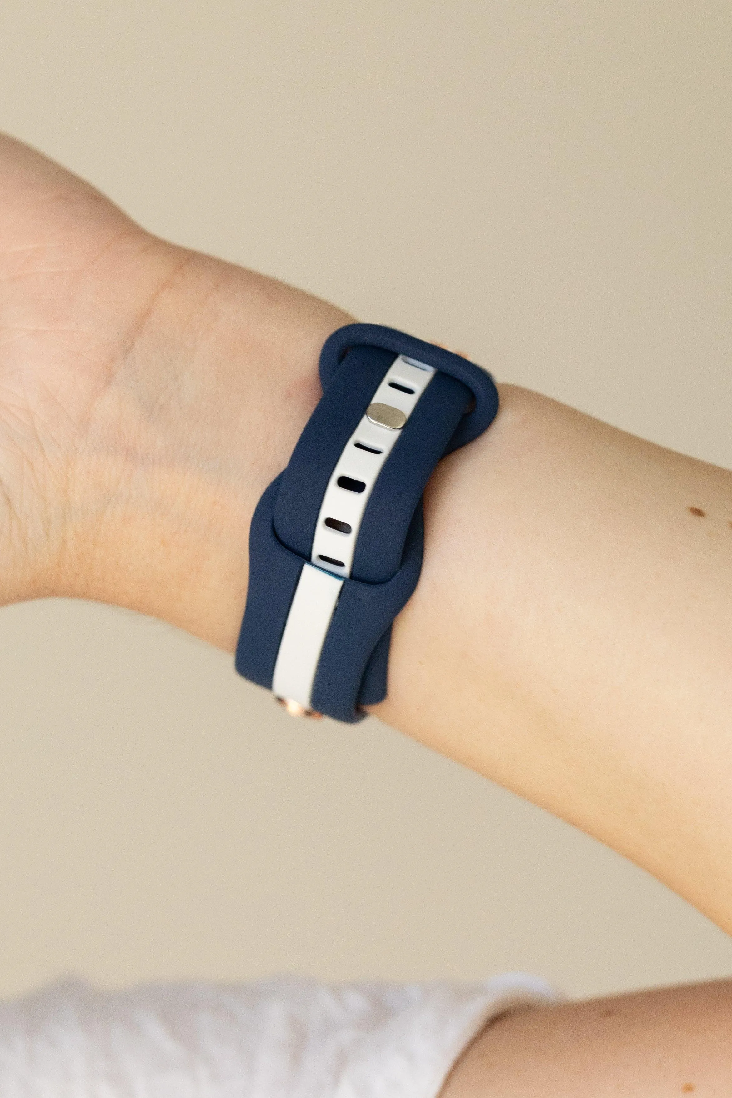 The L❤️ve Of F🏈🏈tball Navy Blue & White Smart Watch Band