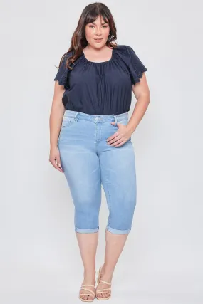 Women´s Plus High-Rise Double Rolled Cuff Crop Jean