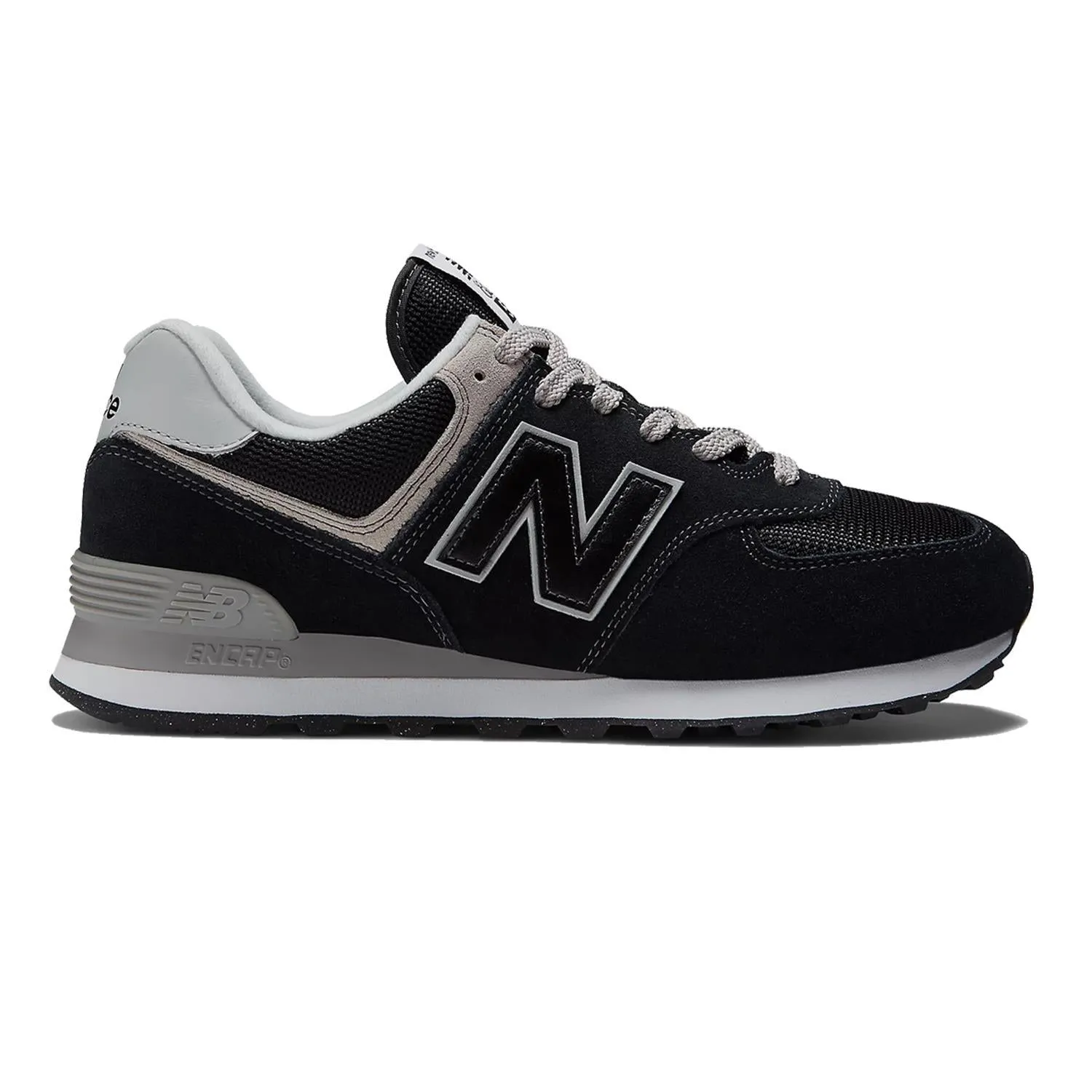 Women's Wide Fit New Balance  ML574EVB Running Trainers - Exclusive - Black/White ENCAP