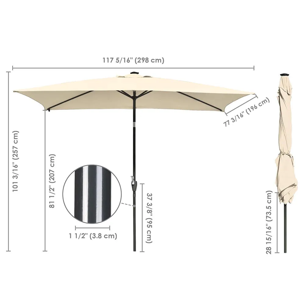 Yescom 10'X6.5' Solar Rectangle Outdoor Tilt Patio Umbrella Multiple Colors