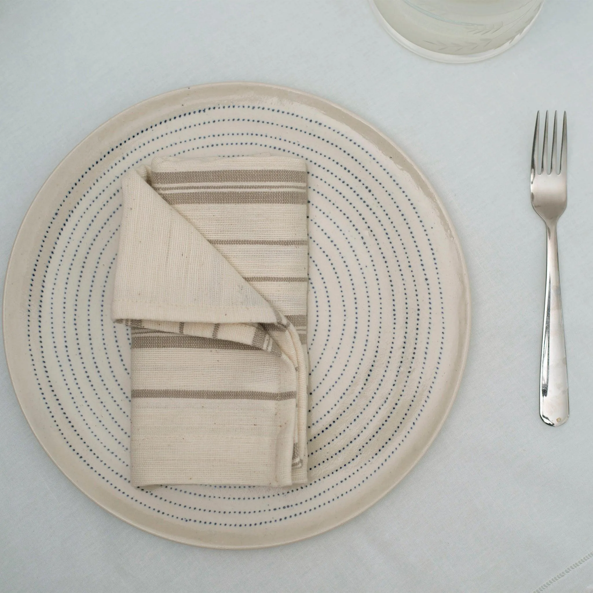 Zewd Cotton Napkins Set 4 Beige Stripe