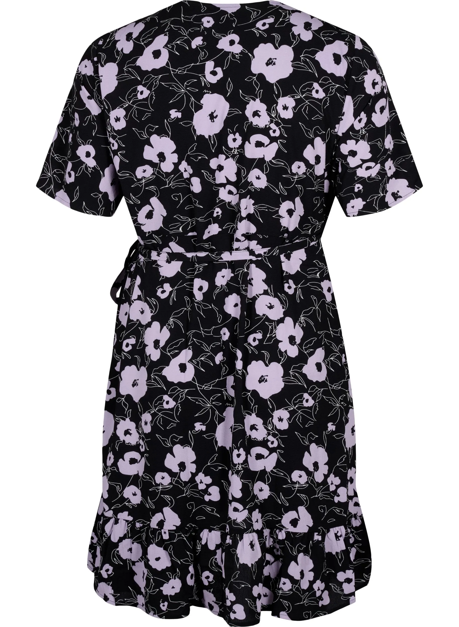 Zizzi Anni Black Floral Wrap Dress